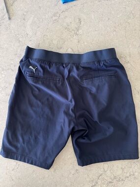 Puma Navy and Gray Athletic Golf Shorts with Logo Tag